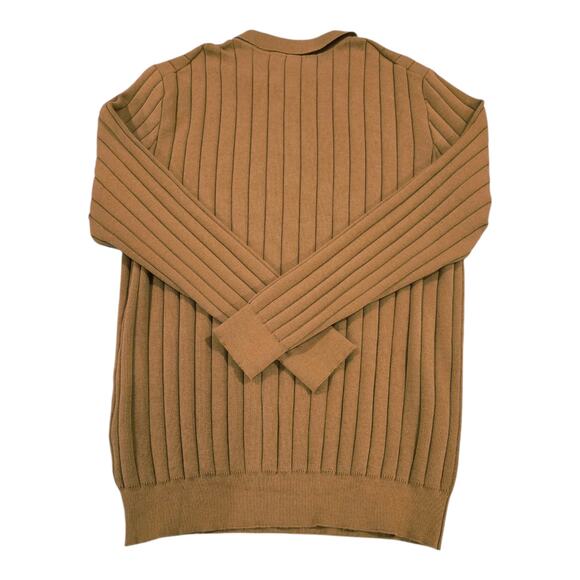 NWT Coofandy Men's LS Polo Sweater Brown 2XL - Picture 2 of 4